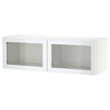 BESTÅ wall-mounted cabinet combination, white Glassvik/white/light green clear glass, 120x42x38 cm