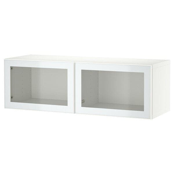 BESTÅ - Wall-mounted cabinet combination, white Glassvik/white/light green clear glass, 120x42x38 cm - best price from Maltashopper.com 49489230