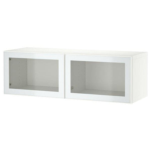 BESTÅ - Wall-mounted cabinet combination, white Glassvik/white/light green clear glass, 120x42x38 cm