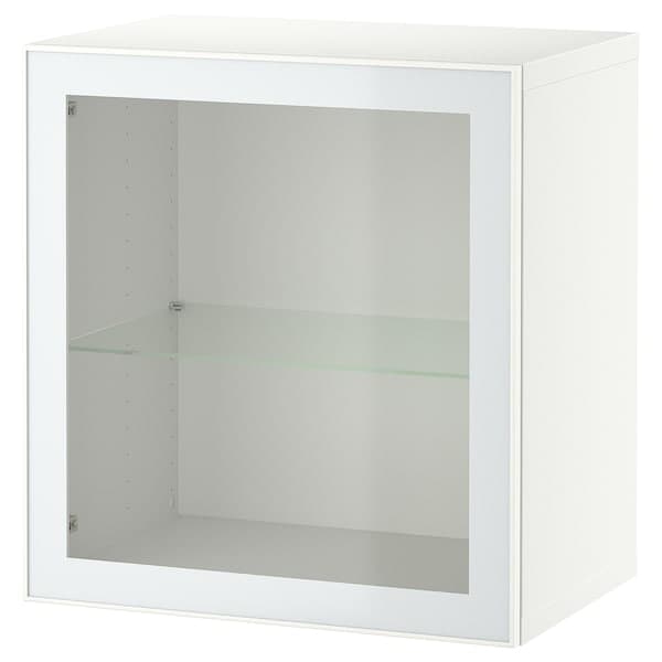BESTÅ - Wall-mounted cabinet combination, white Glassvik/white/light green clear glass, 60x42x64 cm - best price from Maltashopper.com 99489181
