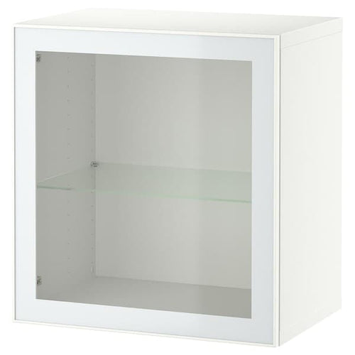 BESTÅ - Wall-mounted cabinet combination, white Glassvik/white/light green clear glass, 60x42x64 cm