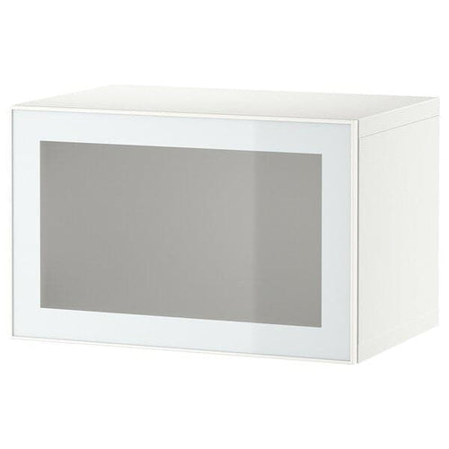 BESTÅ - Wall-mounted cabinet combination, white Glassvik/white/light green frosted glass, 60x42x38 cm