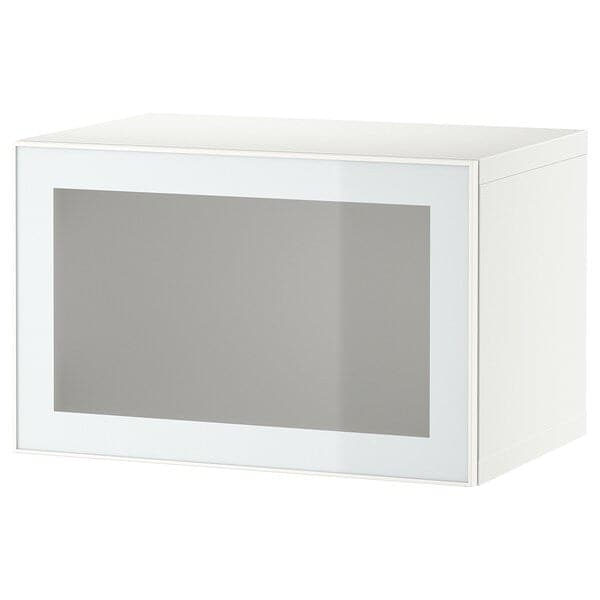 BESTÅ - Wall-mounted cabinet combination, white Glassvik/white/light green frosted glass, 60x42x38 cm