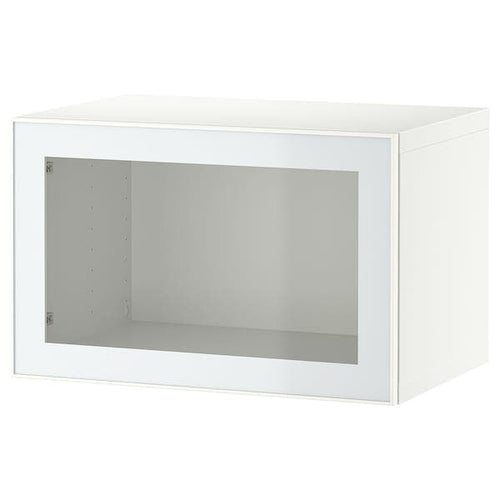 BESTÅ - Wall-mounted cabinet combination, white Glassvik/white/light green clear glass, 60x42x38 cm
