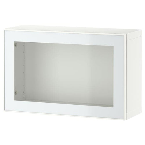 BESTÅ - Wall-mounted cabinet combination, white Glassvik/white/light green clear glass, 60x22x38 cm