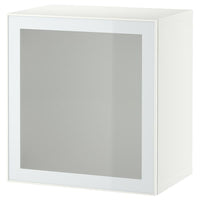 BESTÅ - Wall-mounted cabinet combination, white Glassvik/white/light green frosted glass, 60x42x64 cm - best price from Maltashopper.com 59489197