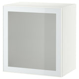 BESTÅ wall-mounted cabinet combination, white Glassvik/white/light green frosted glass, 60x42x64 cm