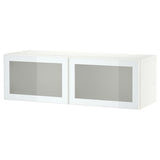 BESTÅ wall-mounted cabinet combination, white Glassvik/white/light green frosted glass, 120x42x38 cm
