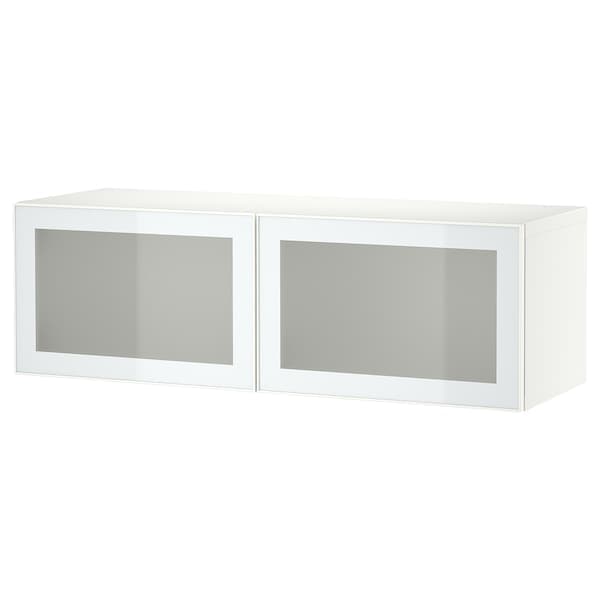 BESTÅ - Wall-mounted cabinet combination, white Glassvik/white/light green frosted glass, 120x42x38 cm - best price from Maltashopper.com 69489229