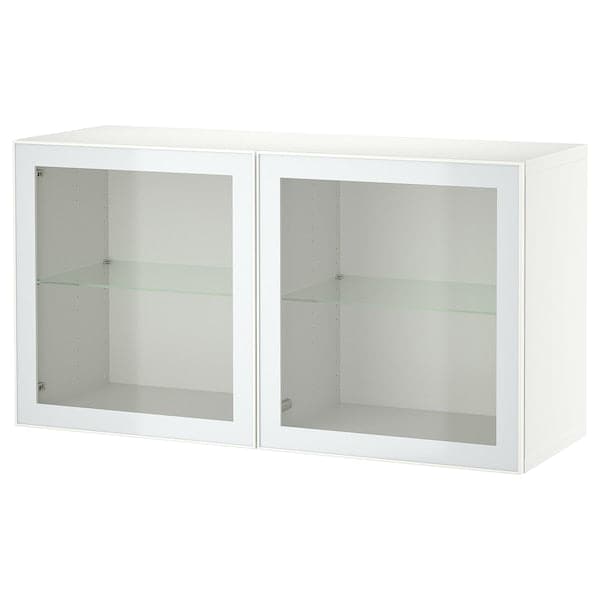 BESTÅ - Wall-mounted cabinet combination, white Glassvik/white/light green clear glass, 120x42x64 cm - best price from Maltashopper.com 09489232