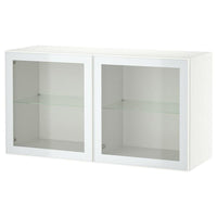 BESTÅ wall-mounted cabinet combination, white Glassvik/white/light green clear glass, 120x42x64 cm