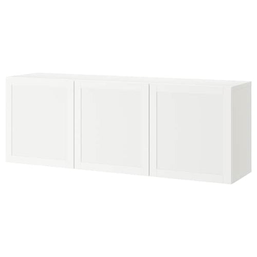 BESTÅ - Wall-mounted cabinet combination, white/Hanviken white, 180x42x64 cm
