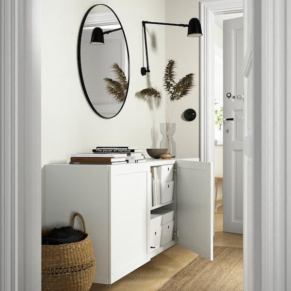 BESTÅ - Wall-mounted cabinet combination, white/Hanviken white, 180x42x64 cm - best price from Maltashopper.com 49425912