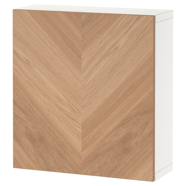 BESTÅ - Wall-mounted cabinet combination, white/Hedeviken oak veneer, 60x22x64 cm - best price from Maltashopper.com 39429680
