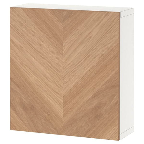 BESTÅ - Wall-mounted cabinet combination, white/Hedeviken oak veneer, 60x22x64 cm