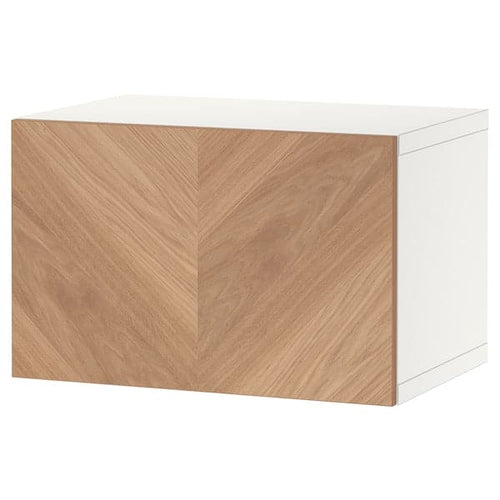 BESTÅ - Wall-mounted cabinet combination, white Hedeviken/oak veneer, 60x42x38 cm
