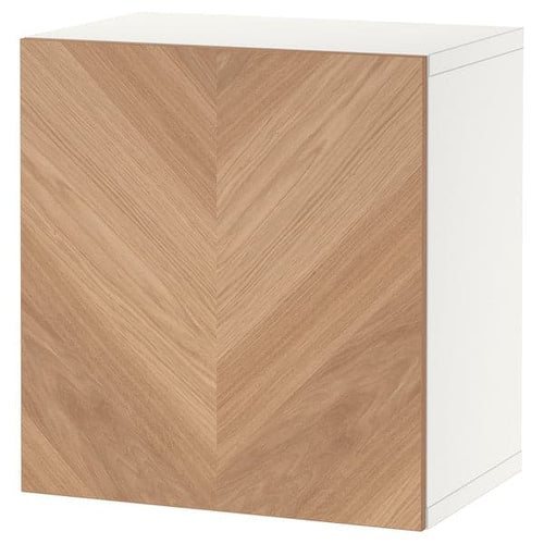 BESTÅ - Wall-mounted cabinet combination, white/Hedeviken oak, 60x42x64 cm