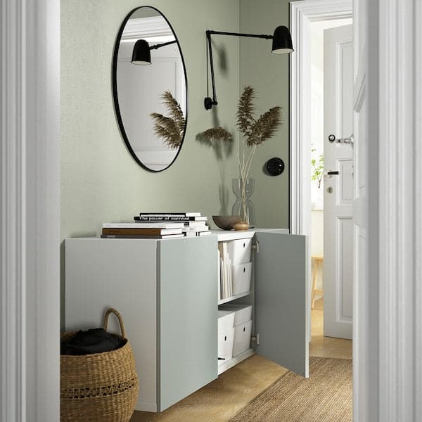 BESTÅ - Wall-mounted cabinet combination, white/Hjortviken pale grey-green, 180x42x64 cm - best price from Maltashopper.com 09421794