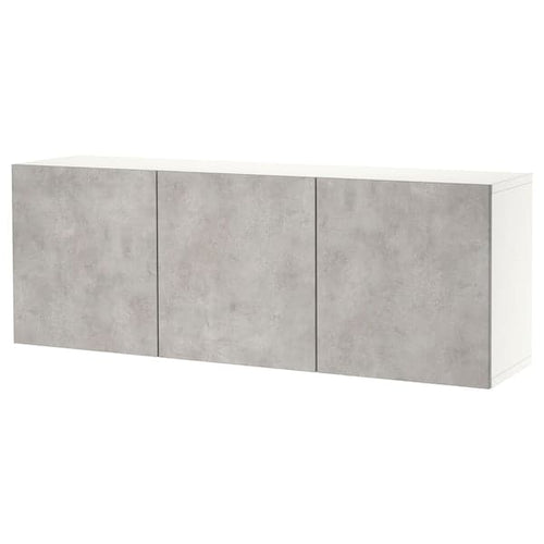 BESTÅ - Wall-mounted cabinet combination, white Kallviken/light grey concrete effect, 180x42x64 cm