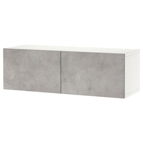 BESTÅ - Wall-mounted cabinet combination, white Kallviken/light grey concrete effect, 120x42x38 cm