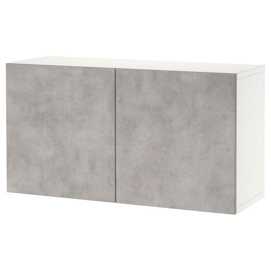 Ikea BESTÅ - Wall-mounted cabinet combination, white Kallviken/light grey concrete effect, 120x42x64 cm