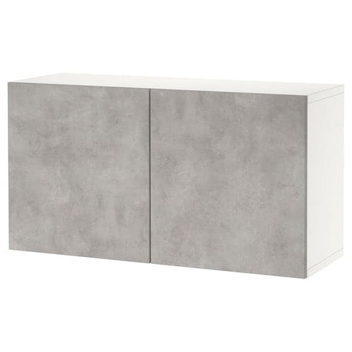 BESTÅ - Wall-mounted cabinet combination, white Kallviken/light grey concrete effect, 120x42x64 cm