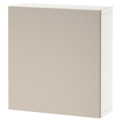 BESTÅ - Wall-mounted cabinet combination, white/Lappviken light grey/beige, 60x22x64 cm