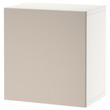 BESTÅ wall-mounted cabinet combination, white/Lappviken light grey/beige, 60x42x64 cm