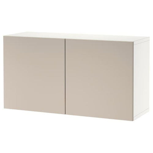 BESTÅ - Wall-mounted cabinet combination, white Lappviken/light grey/beige, 120x42x64 cm