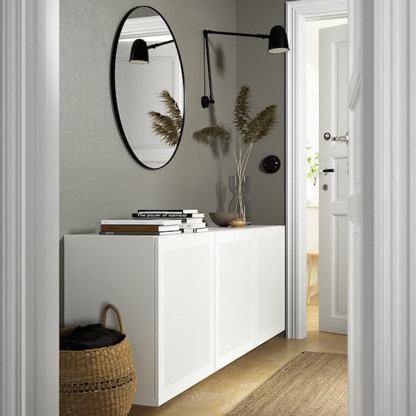 Ikea BESTÅ - Wall-mounted cabinet combination, white/Mörtviken white, 180x42x64 cm
