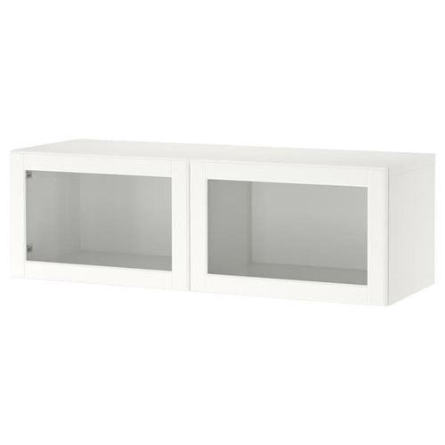 BESTÅ - Wall-mounted cabinet combination, white/Ostvik white, 120x42x38 cm