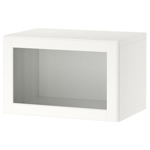BESTÅ - Wall-mounted cabinet combination, white/Ostvik white/clear glass, 60x42x38 cm