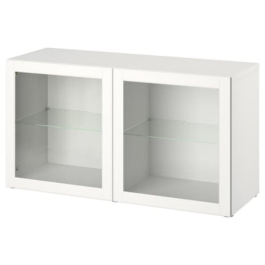 Ikea BESTÅ - Wall-mounted cabinet combination, white/Ostvik clear glass, 120x42x64 cm