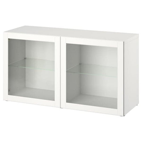 BESTÅ - Wall-mounted cabinet combination, white/Ostvik clear glass, 120x42x64 cm
