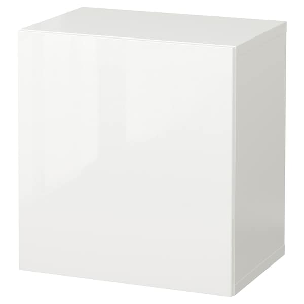 BESTÅ - Wall-mounted cabinet combination, white/Selsviken white, 60x42x64 cm - best price from Maltashopper.com 39432055