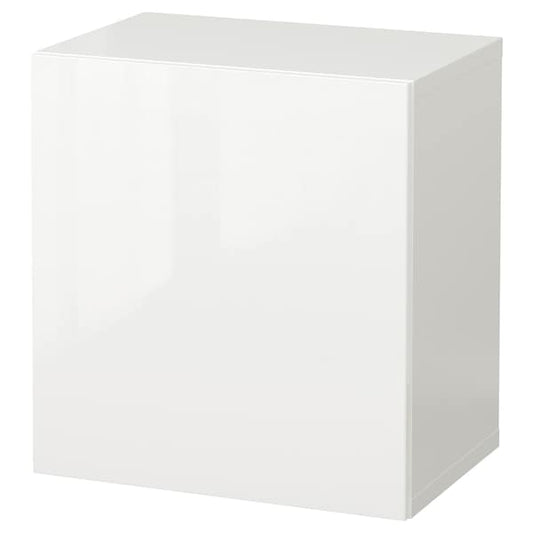 BESTÅ - Wall-mounted cabinet combination, white/Selsviken white, 60x42x64 cm - best price from Maltashopper.com 39432055