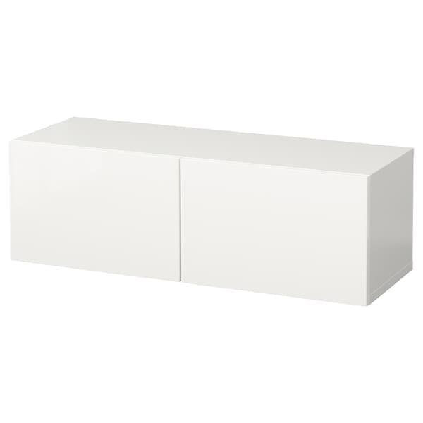 BESTÅ - Wall-mounted cabinet combination, white/Selsviken white, 120x42x38 cm - best price from Maltashopper.com 29439849
