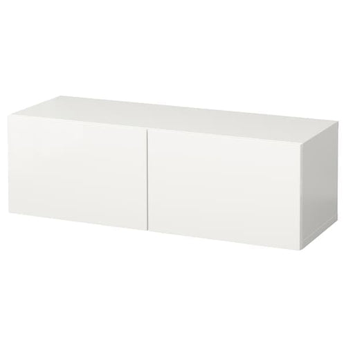 BESTÅ - Wall-mounted cabinet combination, white/Selsviken white, 120x42x38 cm