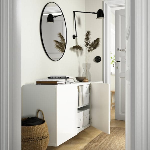 Ikea BESTÅ - Wall-mounted cabinet combination, white/Selsviken high-gloss/white, 180x42x64 cm