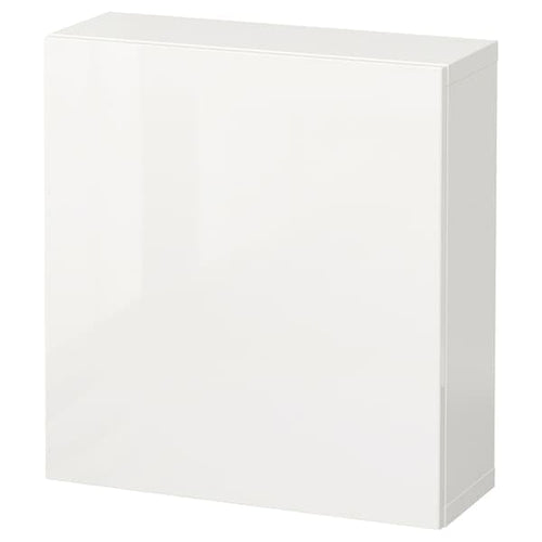 BESTÅ - Wall-mounted cabinet combination, white/Selsviken high-gloss/white, 60x22x64 cm