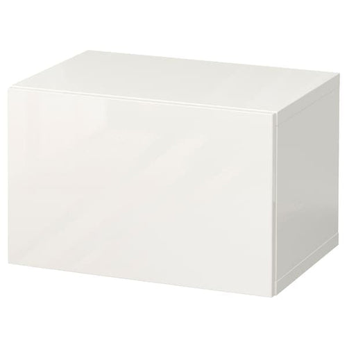 BESTÅ - Wall-mounted cabinet combination, white/Selsviken high-gloss/white, 60x42x38 cm