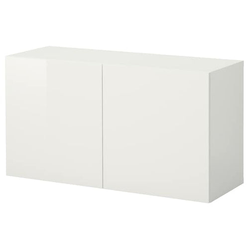 BESTÅ - Wall-mounted cabinet combination, white/Selsviken high-gloss, 120x42x64 cm