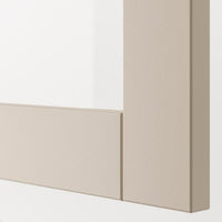 BESTÅ - Wall-mounted cabinet combination, white Sindvik/light grey/beige clear glass, 120x42x64 cm - best price from Maltashopper.com 99440854