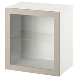 BESTÅ wall-mounted cabinet combination, white/Sindvik light grey-beige, 60x42x64 cm