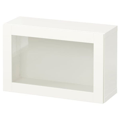 BESTÅ - Wall-mounted cabinet combination, white/Sindvik white clear glass, 60x22x38 cm