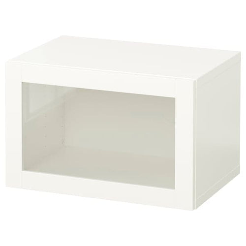 BESTÅ - Wall-mounted cabinet combination, white/Sindvik white clear glass, 60x42x38 cm