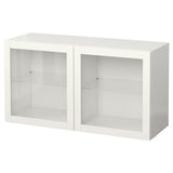 BESTÅ wall-mounted cabinet combination, white/Sindvik clear glass, 120x42x64 cm