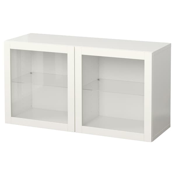 BESTÅ - Wall-mounted cabinet combination, white/Sindvik clear glass, 120x42x64 cm - best price from Maltashopper.com 09440801