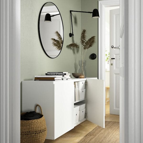 Ikea BESTÅ - Wall-mounted cabinet combination, white/Västerviken white, 180x42x64 cm