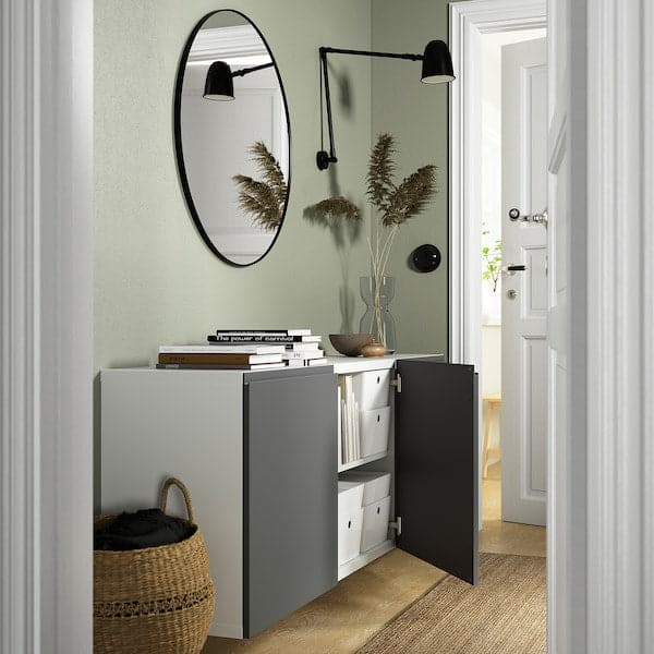 BESTÅ - Wall-mounted cabinet combination, white/Västerviken dark grey, 180x42x64 cm - best price from Maltashopper.com 19421802